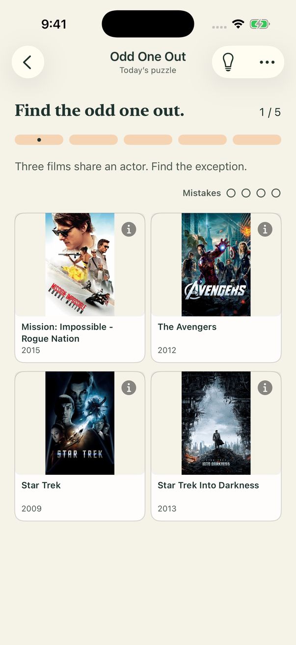 Odd One Out in the Callback app